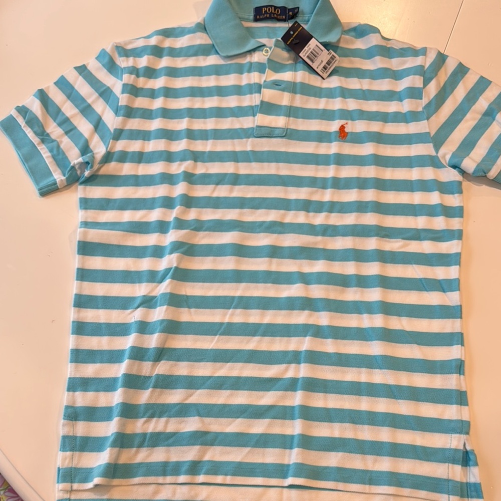 Polo Ralph Lauren Blue and White Striped Polo Shirt